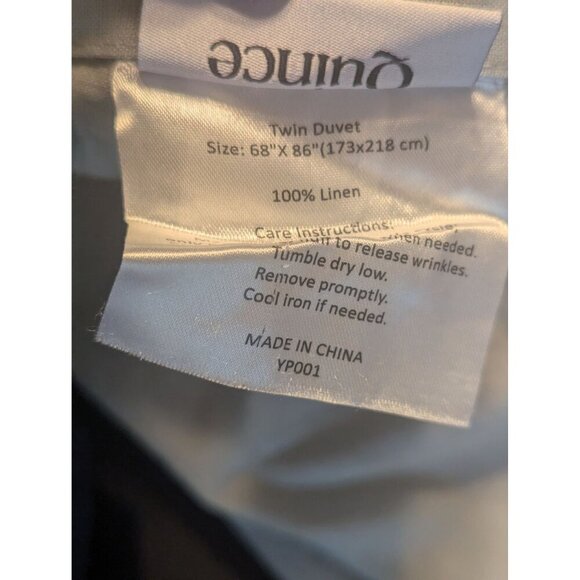 Quince 100% European Linen Duvet Cover 2PC Set Color Mist Size Twin -NEW- - Picture 5 of 7